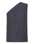 Elle Linen Tank Tops Blouses Sleeveless Navy Ahlvar Gallery