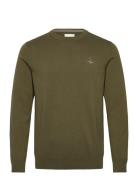 Classic Cotton C-Neck Tops Knitwear Round Necks Green GANT