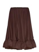 Mikala Strapless Ruffled Mini Dress Lyhyt Mekko Brown Malina