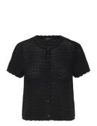 Knitted Crochet Cardigan Tops Knitwear Cardigans Black Gina Tricot