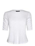 Slub Cotton Jersey Elbow-Sleeve Tee Tops T-shirts & Tops Short-sleeved...