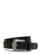 Tooled-Buckle Leather Belt Vyö Black Lauren Ralph Lauren