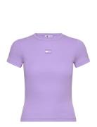 Tjw Slim Badge Rib Tee Tops T-shirts & Tops Short-sleeved Pink Tommy J...