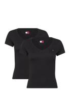 Tjw 2Pack V-Neck Tee Tops T-shirts & Tops Short-sleeved Black Tommy Je...