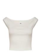 Tjw Boat Neck Top Ss Ext Tops T-shirts & Tops Short-sleeved White Tomm...