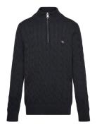 Cotton Cable Half Zip Tops Knitwear Pullovers Black GANT