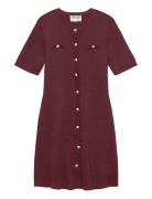 Awpicco 2/4 O-Neck Short Knit Dress Lyhyt Mekko Burgundy Vero Moda