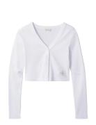 Ls Woven Label 2X2 Cotton Rib Ca Tops Knitwear Cardigans White Calvin ...
