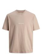 Jornorrebro Emb Tee Ss Crew Neck Noos Tops T-shirts Short-sleeved Beig...