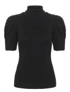 Drewgz Ss Puff Blouse Tops Blouses Short-sleeved Black Gestuz