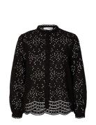 Slftatiana L/S Embr Shirt Noos Tops Shirts Long-sleeved Black Selected