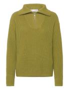 Slfbloomie Ls Knit Half Zip Noos Tops Knitwear Jumpers Green Selected