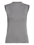 Slflura Lurex Sl Knit High Neck Vests Knitted Vests Grey Selected
