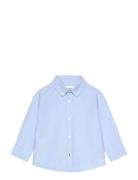 Oxford Cotton Shirt Tops Shirts Long-sleeved Shirts Blue Mango