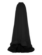 Sabrina Halterneck Ruffled Midi Dress Polvipituinen Mekko Black Malina