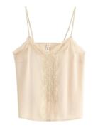 Camisole Lace Satin Toppi Beige Lindex