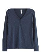 Henley Top Aop Dots Toppi Navy Lindex