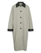 Nmnora Pu Collar Long Coat Ohut Pitkä Takki Grey NOISY MAY