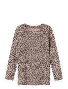 Nmfleoana Xsl Ls Top Tops T-shirts Long-sleeved T-shirts Brown Name It