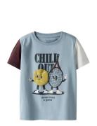 Nmmkyler Ss Top Box Tops T-shirts Short-sleeved Blue Name It