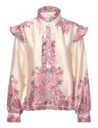 Reno Ruby Ruffle Blouse Tops Shirts Long-sleeved Pink Noella