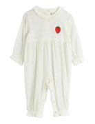 Strawberry Emb Schiffli Jumpsuit Jumpsuit Haalari White Mini Rodini
