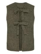 Pcsilly Sl Rev Tie Vest Knit Noos Bc Vests Knitted Vests Brown Pieces