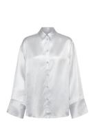 2Nd Clarose - Silky Viscose Tops Shirts Long-sleeved White 2NDDAY