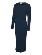 Mllucy June Ls Jrs Midi Dress 2F Polvipituinen Mekko Navy Mamalicious