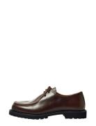 Slhhector Leather Moc-Toe Shoe Loaferit Matalat Kengät Brown Selected