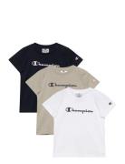 3 Pack Ss Tee Tops T-shirts Short-sleeved Multi/patterned Champion