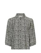 Mschcielo Amabella 3/4 Shirt Aop Tops Shirts Long-sleeved Black MSCH C...