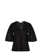 Myra Top Tops Blouses Short-sleeved Black Ida Sjöstedt