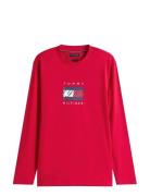 Linear Flag Graphic Ls Tee Tops T-shirts Long-sleeved Red Tommy Hilfig...