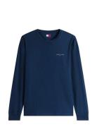 Tjm Slim Chest Linear Ls Tee Ext Tops T-shirts Long-sleeved Navy Tommy...