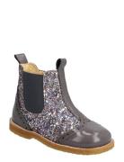 Booties - Flat - With Zipper Bootsit Nauhalliset Saapikkaat Silver ANG...