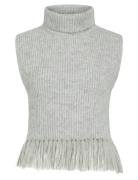 Vizariah High Neck Poncho/Ka Vests Knitted Vests Grey Vila