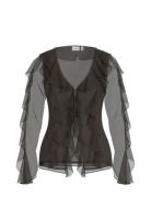 Vifalia L/S Frill Kimono Top/Ka Tops T-shirts & Tops Long-sleeved Brow...