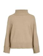 Virolfie Roll Neck L/S Knit Top - Noos Tops Knitwear Turtleneck Beige ...