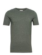 Mouliné O-Neck Tee S/S Tops T-shirts Short-sleeved Green Lindbergh