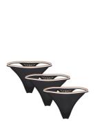 3Pack Thong_B Lace Stringit Alusvaatteet Black BOSS