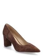 Lanette Suede Block-Heel Pump Shoes Heels Pumps Classic Brown Lauren R...