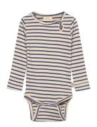 Body L/S Modal Striped Bodies Long-sleeved Beige Petit Piao