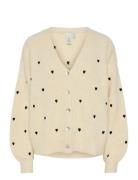 Yasbow Ls Embroided Knit Cardigan S. Tops Knitwear Cardigans Cream YAS
