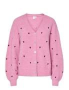 Yasbow Ls Embroided Knit Cardigan S. Tops Knitwear Cardigans Pink YAS