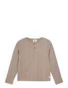 T-Shirt Ls Rib Tops T-shirts Long-sleeved T-shirts Beige En Fant