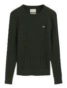 Stretch Cotton Cable C-Neck Tops Knitwear Jumpers Green GANT