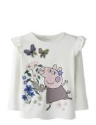 Nmfanna Peppa Ls Top Box Cplg Tops T-shirts Long-sleeved T-shirts Whit...