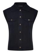 Roland Knit Collared Gilet Vests Knitted Vests Navy French Connection