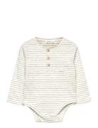 Striped Cotton Bodysuit Bodies Long-sleeved Cream Mango